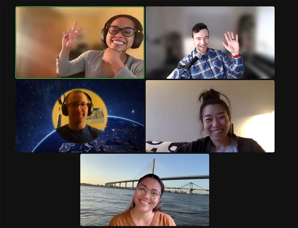 Happy people in a Zoom meeting